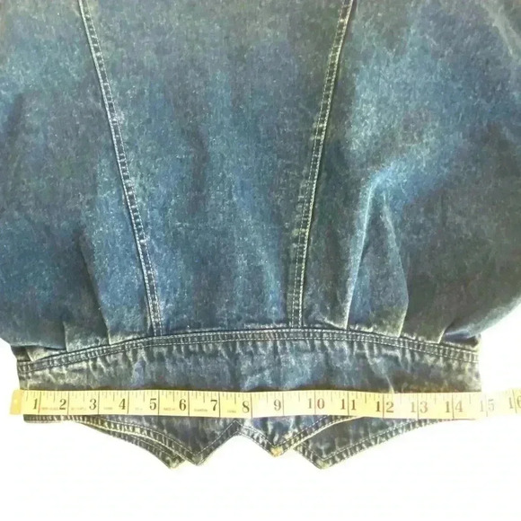 Vintage 80s Denim Jean Jacket Embroidered Double Breasted Acid Wash Size… - Picture 10 of 10